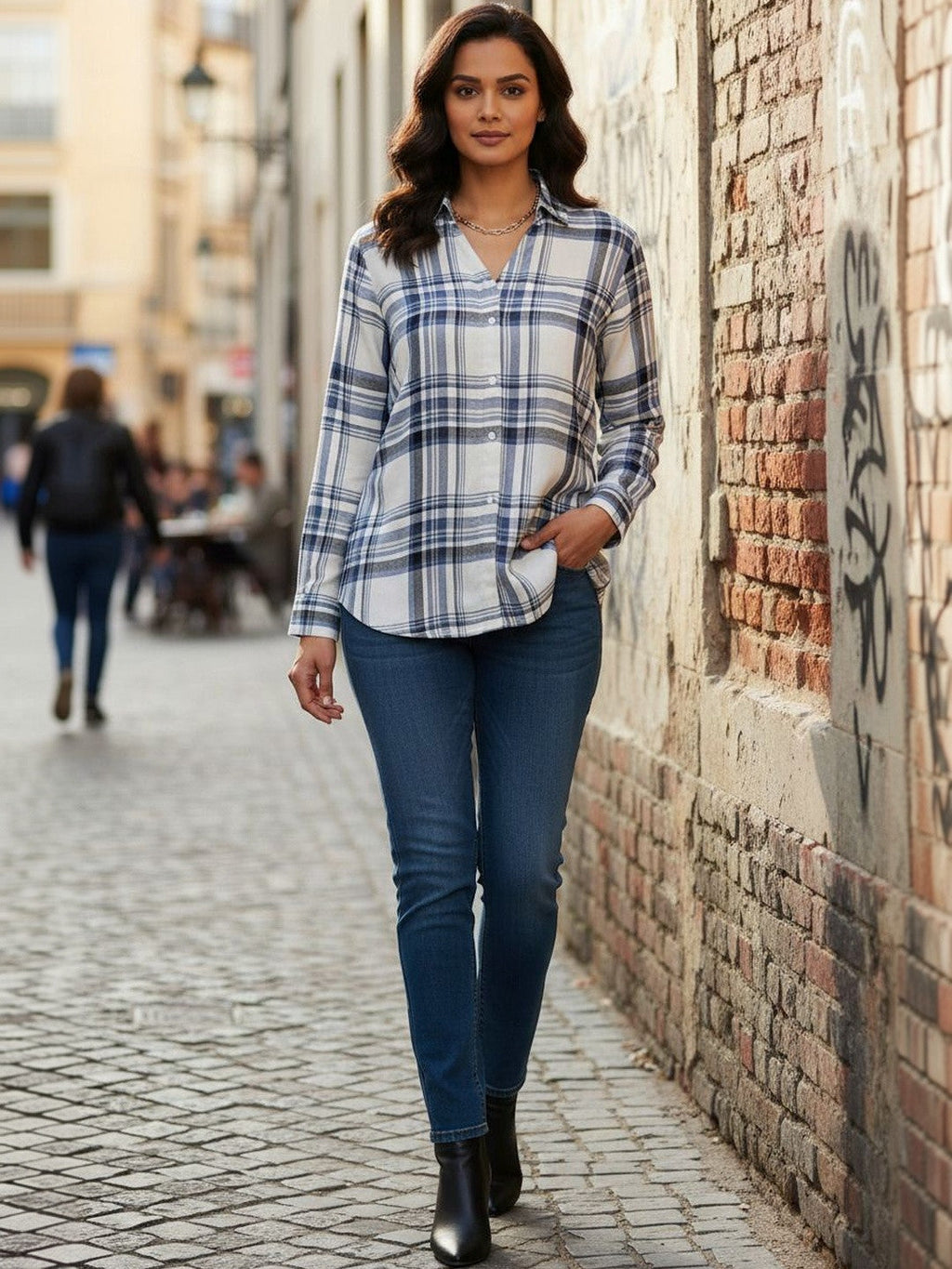 Classic Charm White Checks Printed Shirt