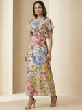 Classic Off White Floral Print Maxi Dress
