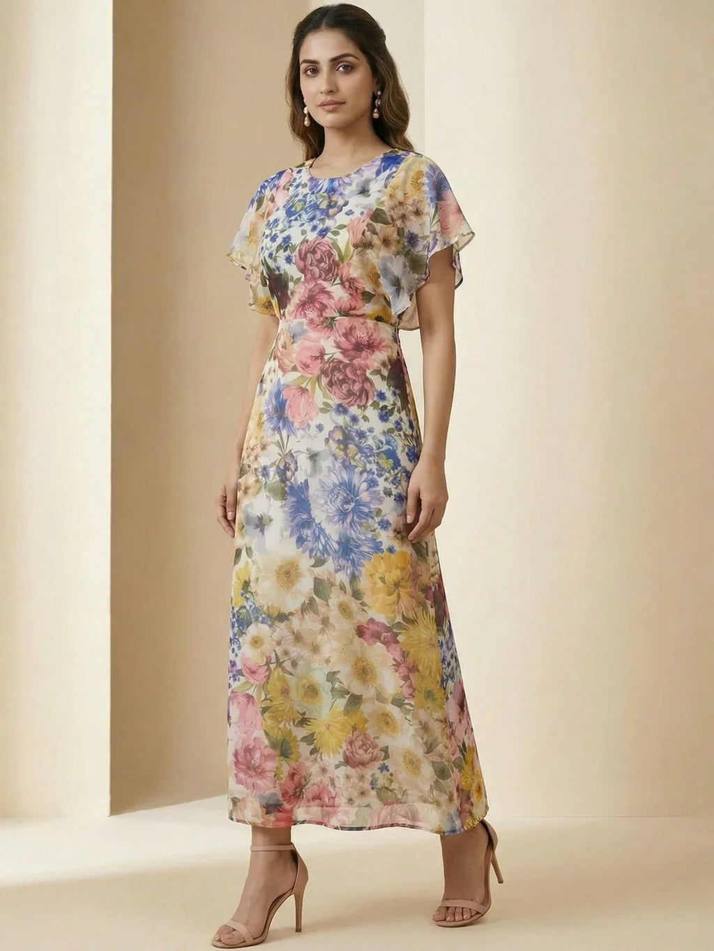 Chic Floral A-Line Maxi Dress