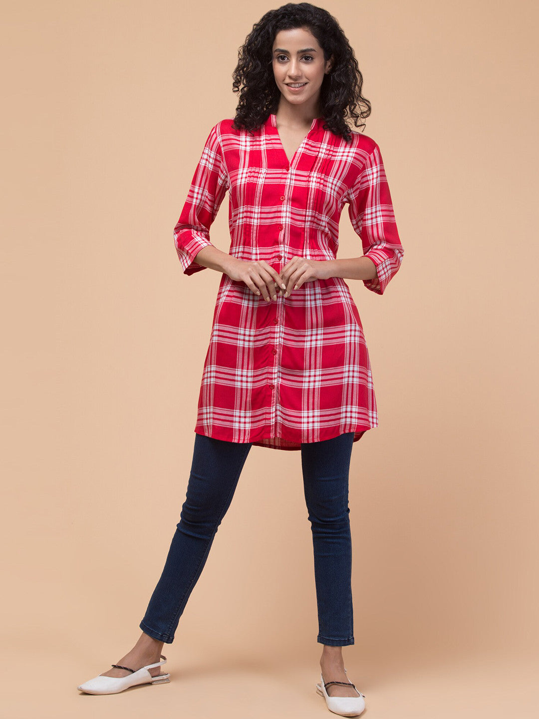 Crimson Charm Cotton Tunic