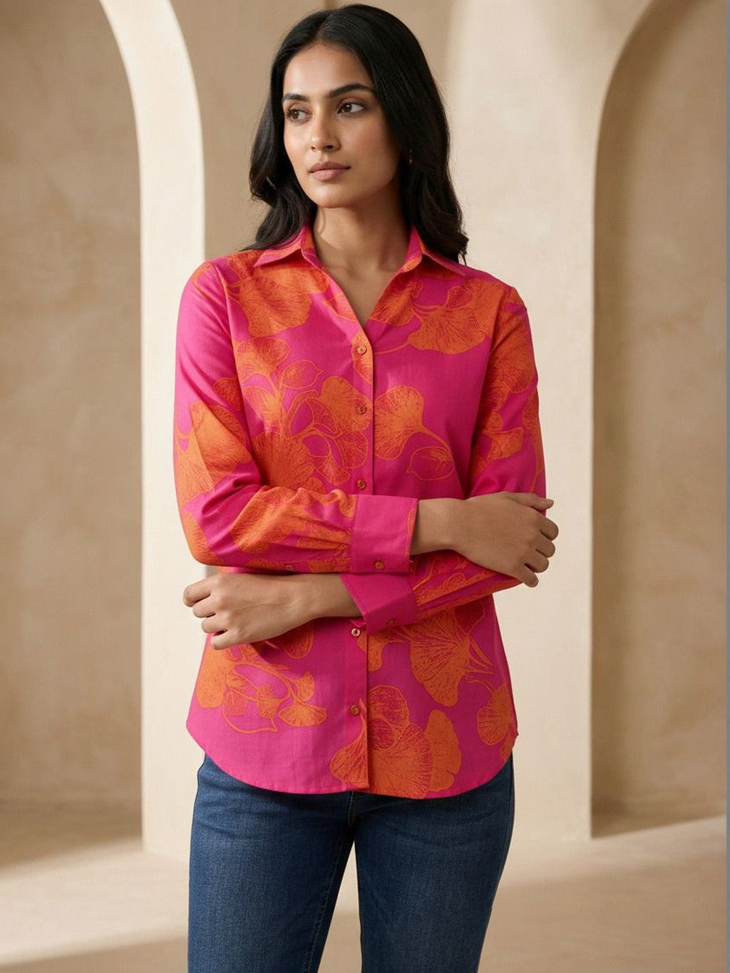 Blossom Charm Pink Floral Shirt