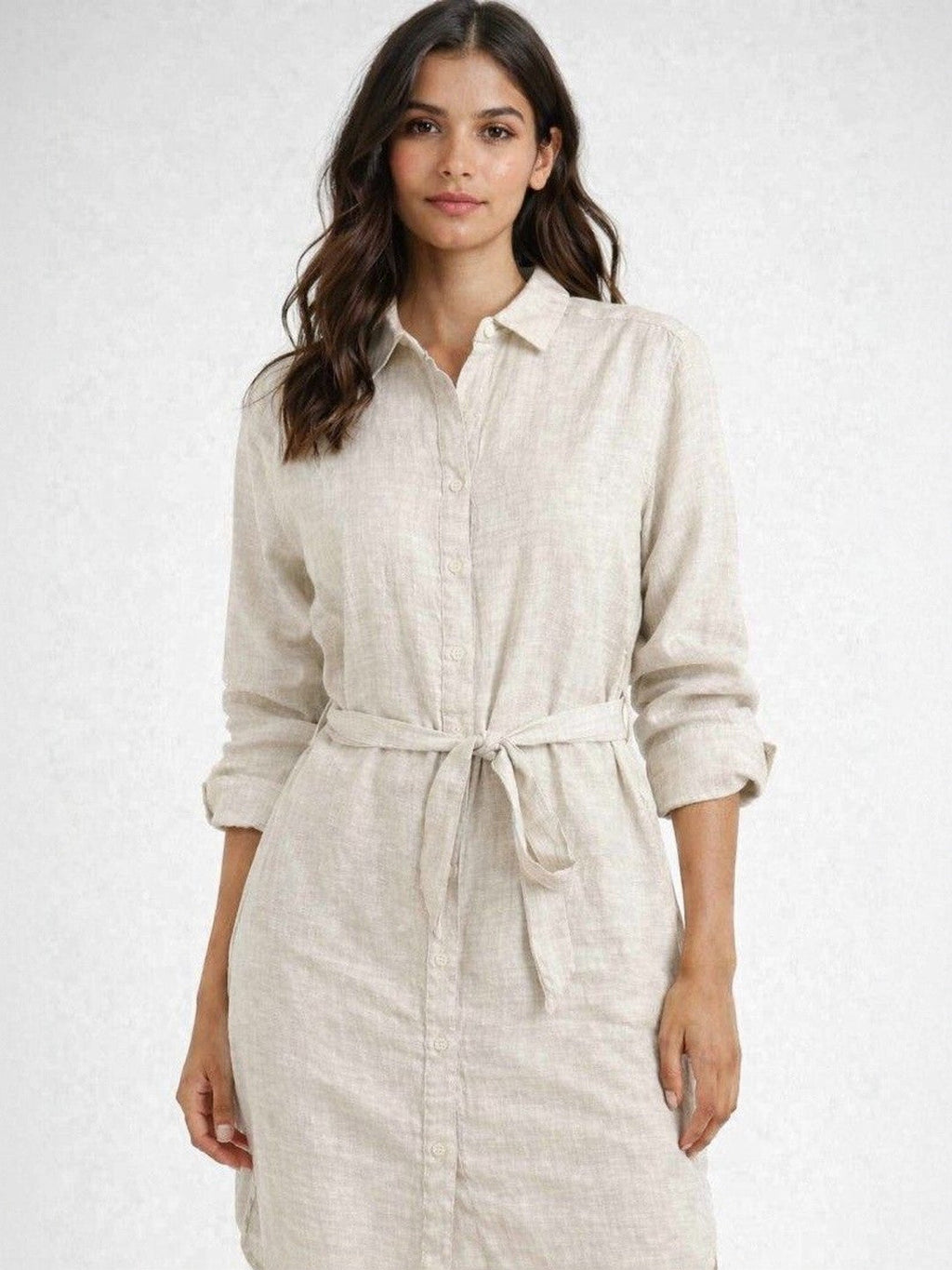 Grey Grace Linen Shirt Dress