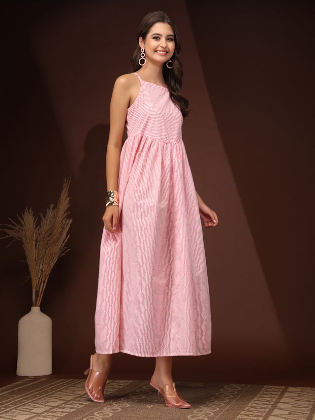 Geo Chic Pink Maxi Dress