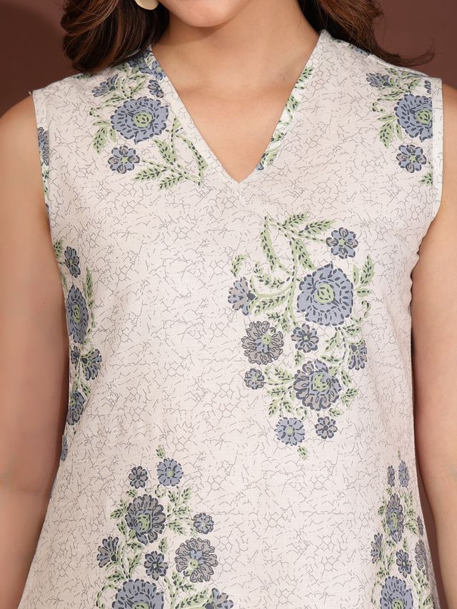 Elegant White Floral Print A-Line Maxi Dress