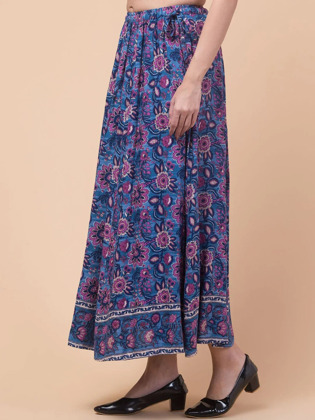 Black Abstract Print Maxi Skirt