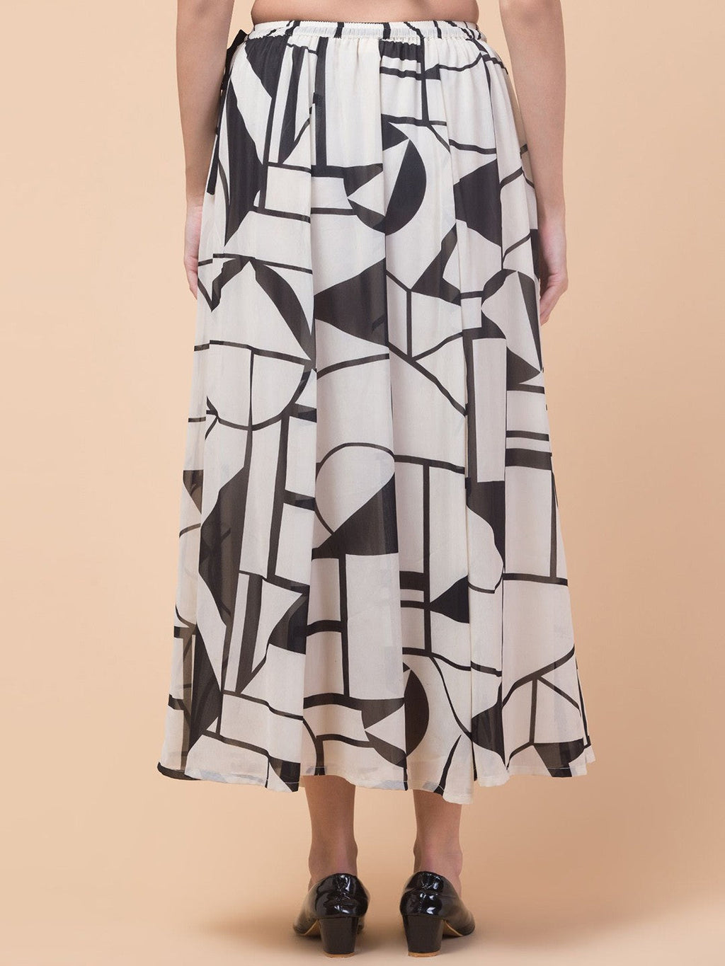 Off-White Geometric Print Maxi Skirt