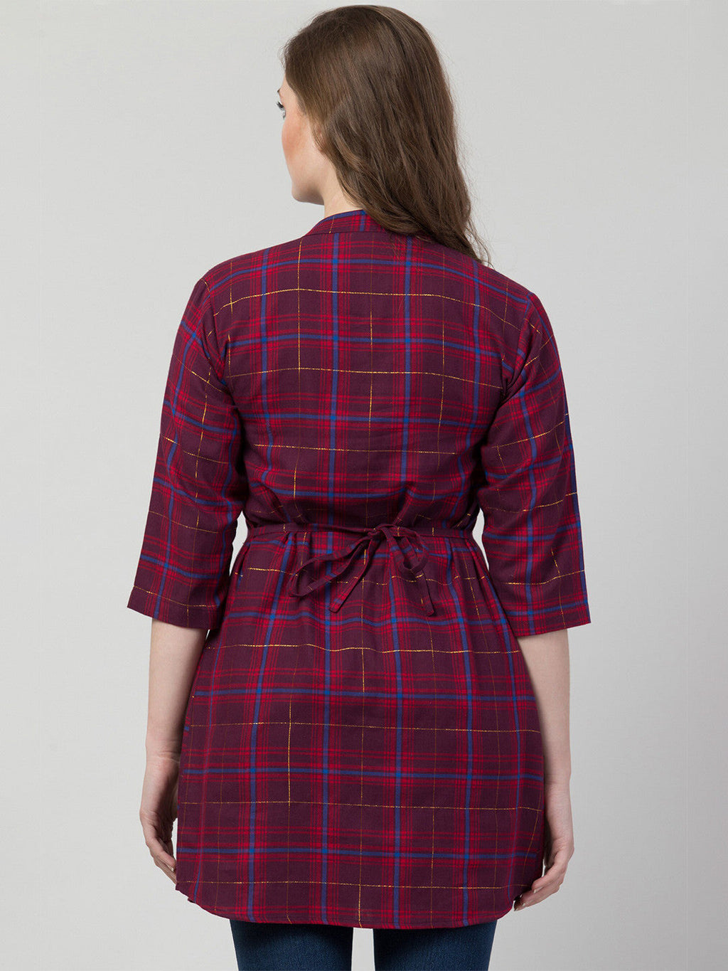 Maroon Elegance Checked Tunic