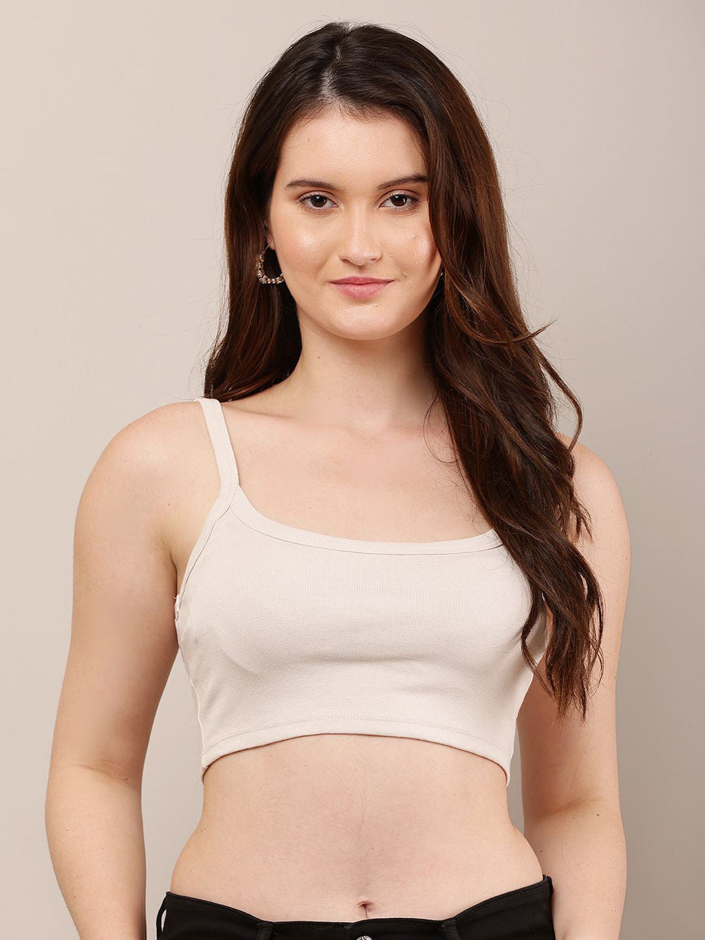 Beige Elegance Strappy Tank Top