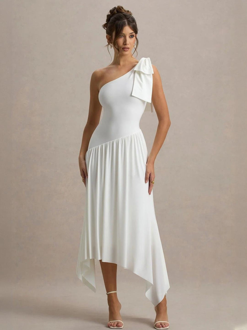 White Chic One-Shoulder Bodycon Dress
