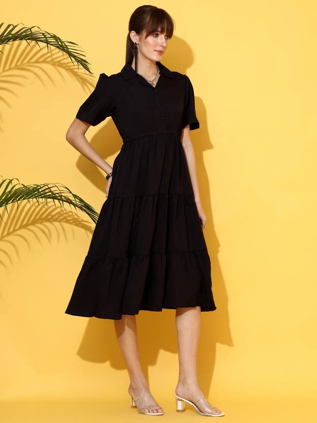 Timeless Grace Black A-line Dress