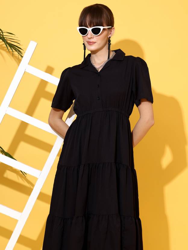 Timeless Grace Black A-line Dress