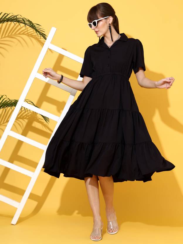 Timeless Grace Black A-line Dress