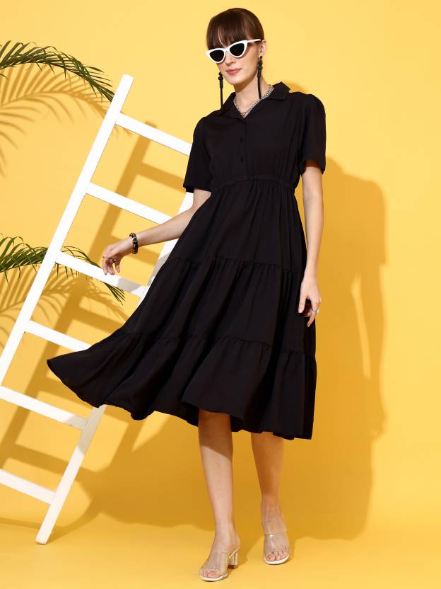 Timeless Grace Black A-line Dress