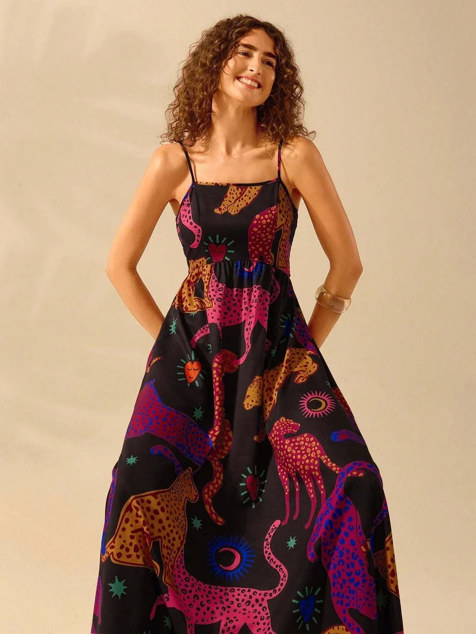 Noir Wild Animal Print Maxi Dress