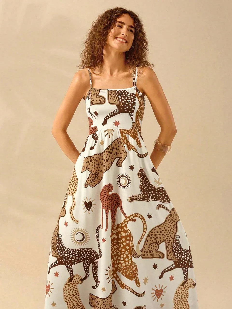 White Wilderness Fit & Flare Maxi Dress