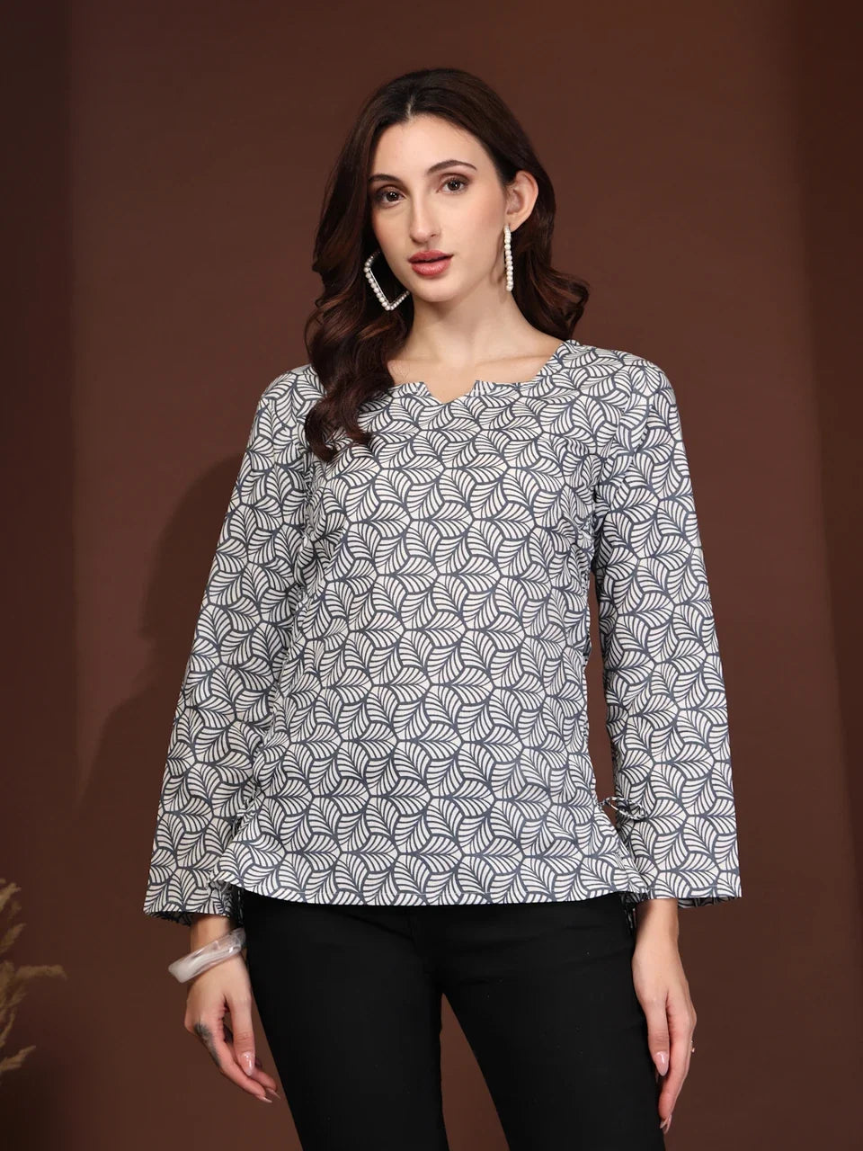 Grey Charm Geometric Print Tunic