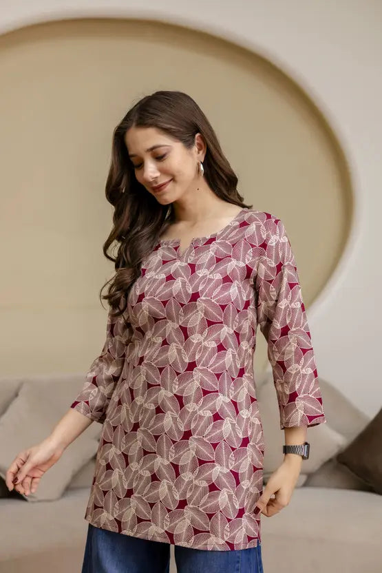 Geo Charm Maroon Short Kurta