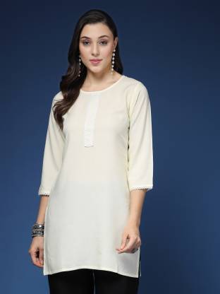White Solid Straight Kurta