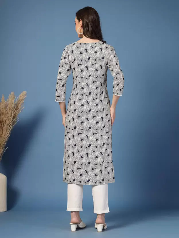 Sophisticated Grey Printed Kurta