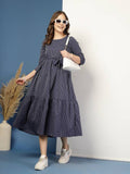 Blue Mirage Fit and Flare Midi Dress