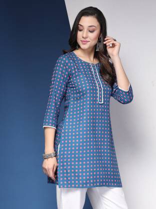 Light Blue Polka Print Kurta