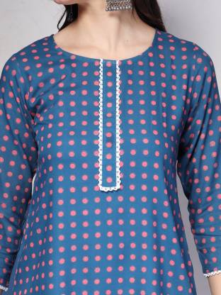 Light Blue Polka Print Kurta