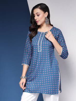 Light Blue Polka Print Kurta