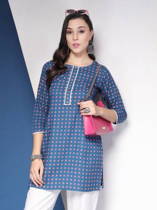 Light Blue Polka Print Kurta