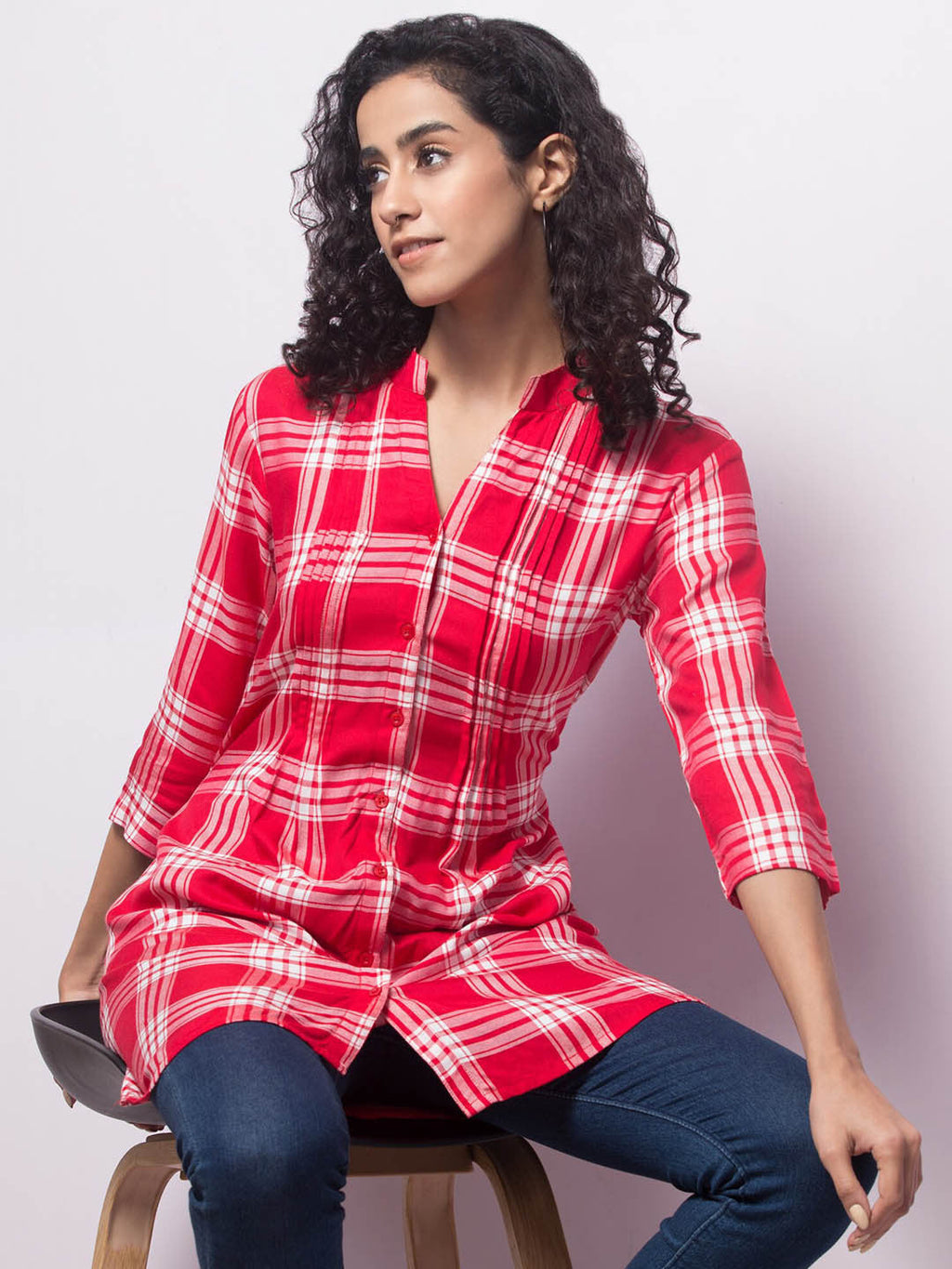 Crimson Charm Cotton Tunic
