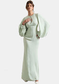 Light Green Full Sleeve Maxi Crepe Dress
