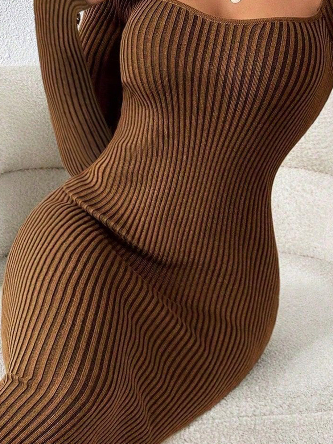 Brown Luxe Bodycon Dress