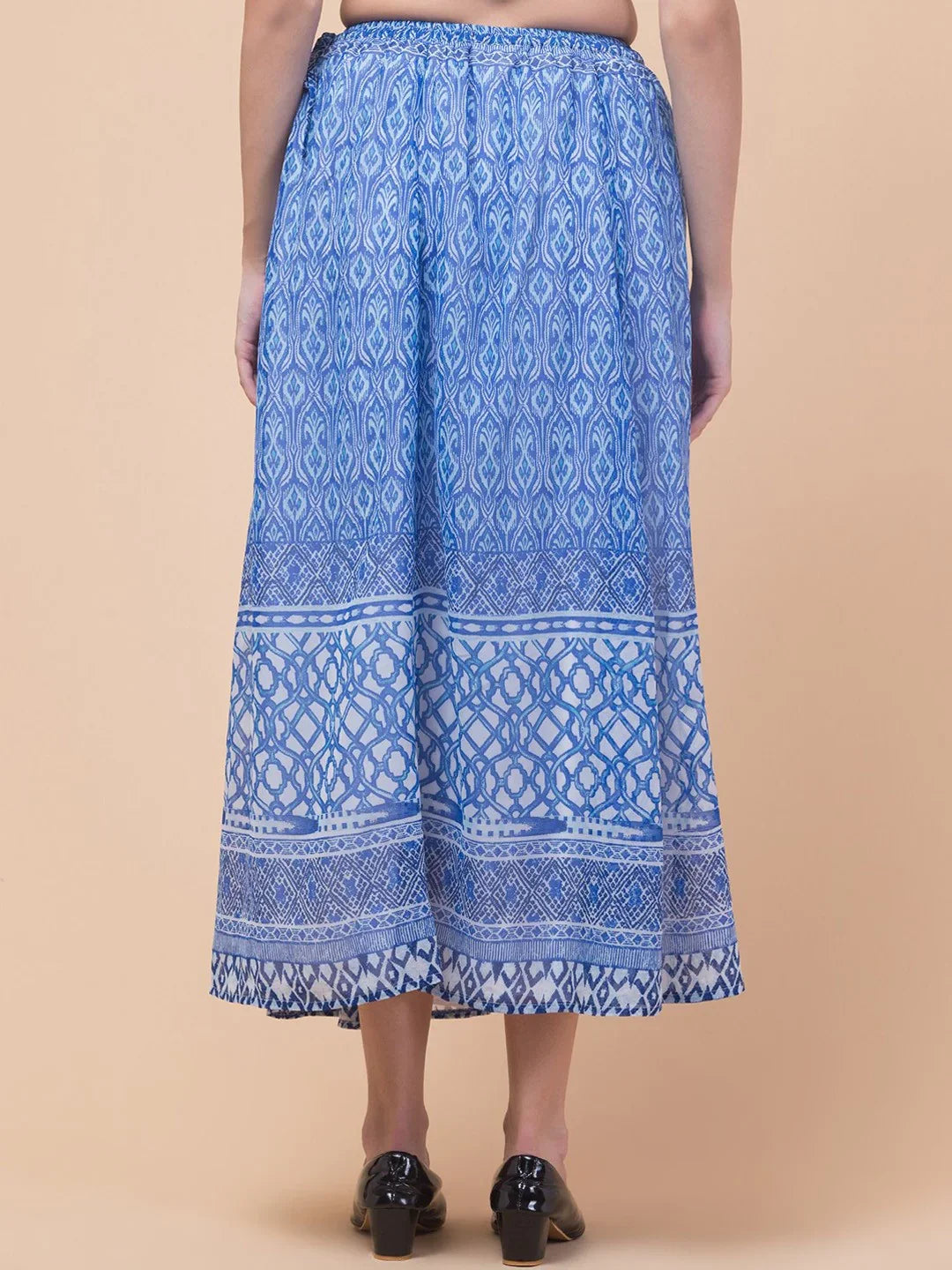 Black Abstract Print Maxi Skirt