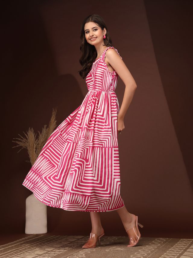 Classic Blush Fit & Flare Maxi Dress