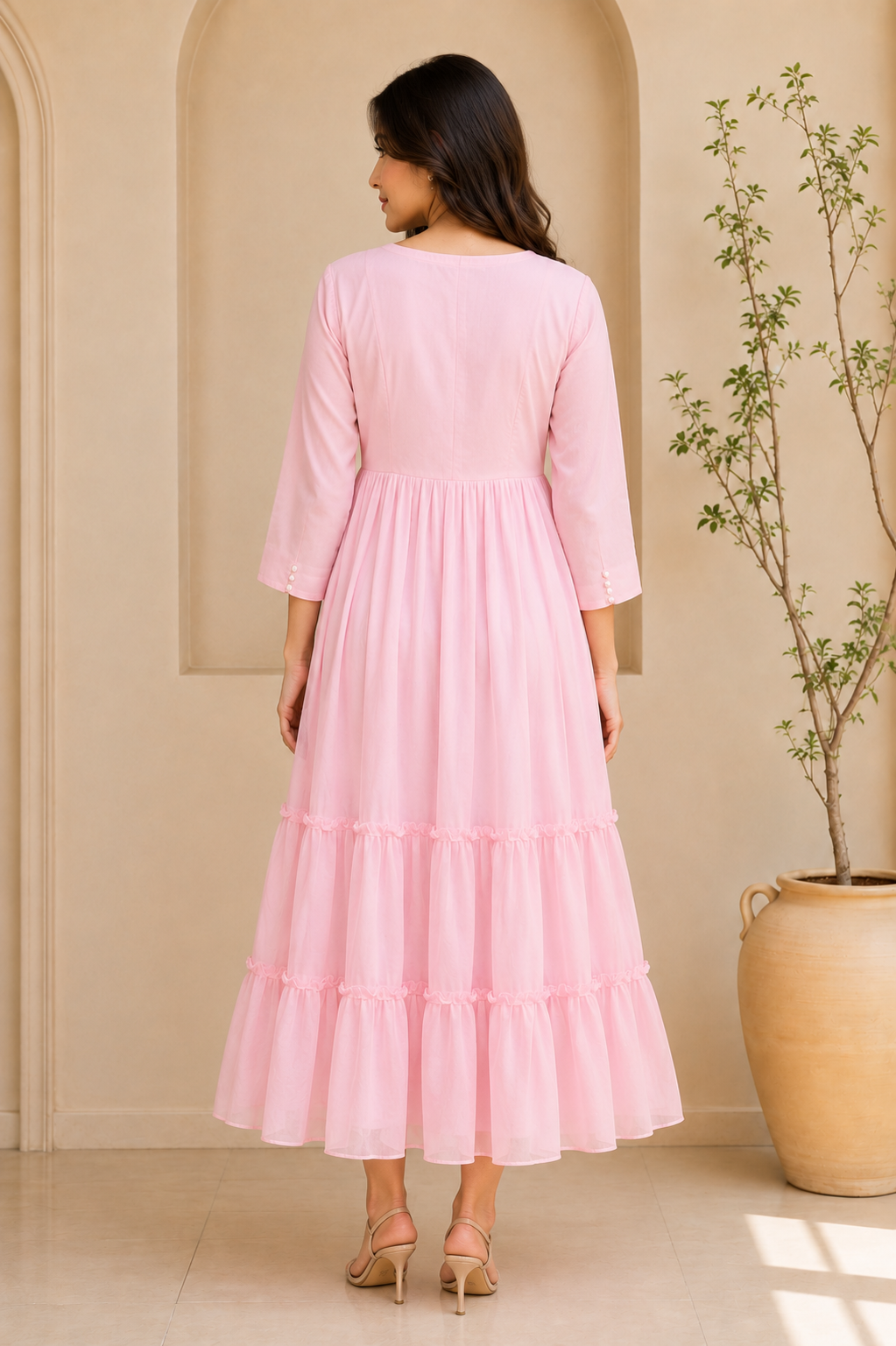 Blush Bloom Tiered Maxi Dress