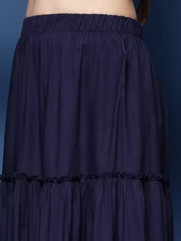 Sophisticated Blue Flared Skirt