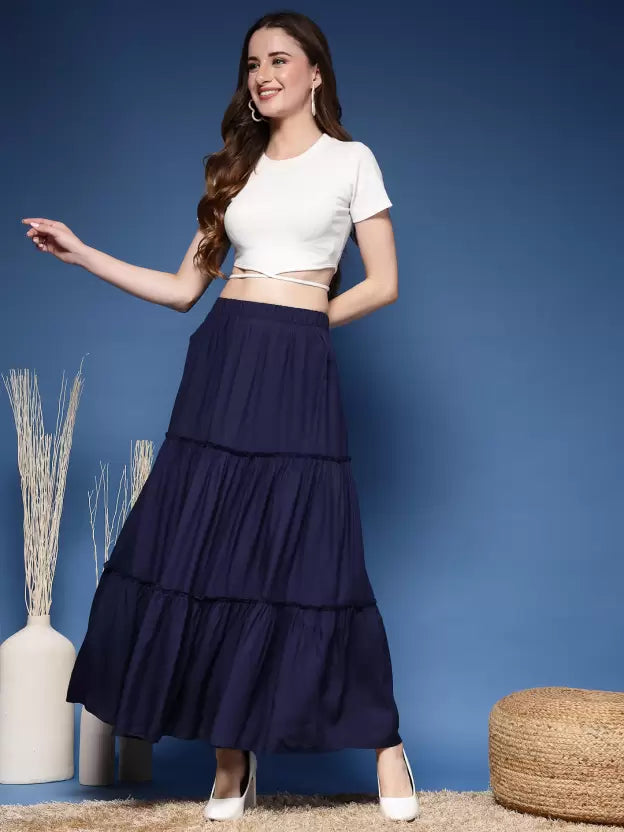 Sophisticated Blue Flared Skirt