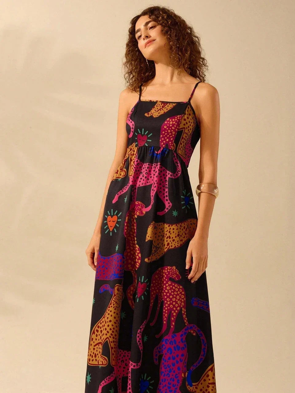 Noir Wild Animal Print Maxi Dress