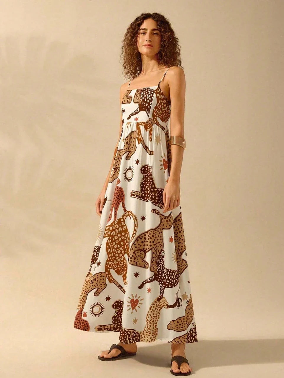 White Wilderness Fit & Flare Maxi Dress
