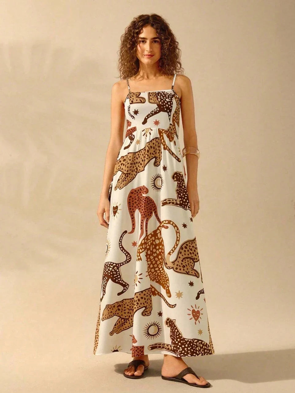 White Wilderness Fit & Flare Maxi Dress