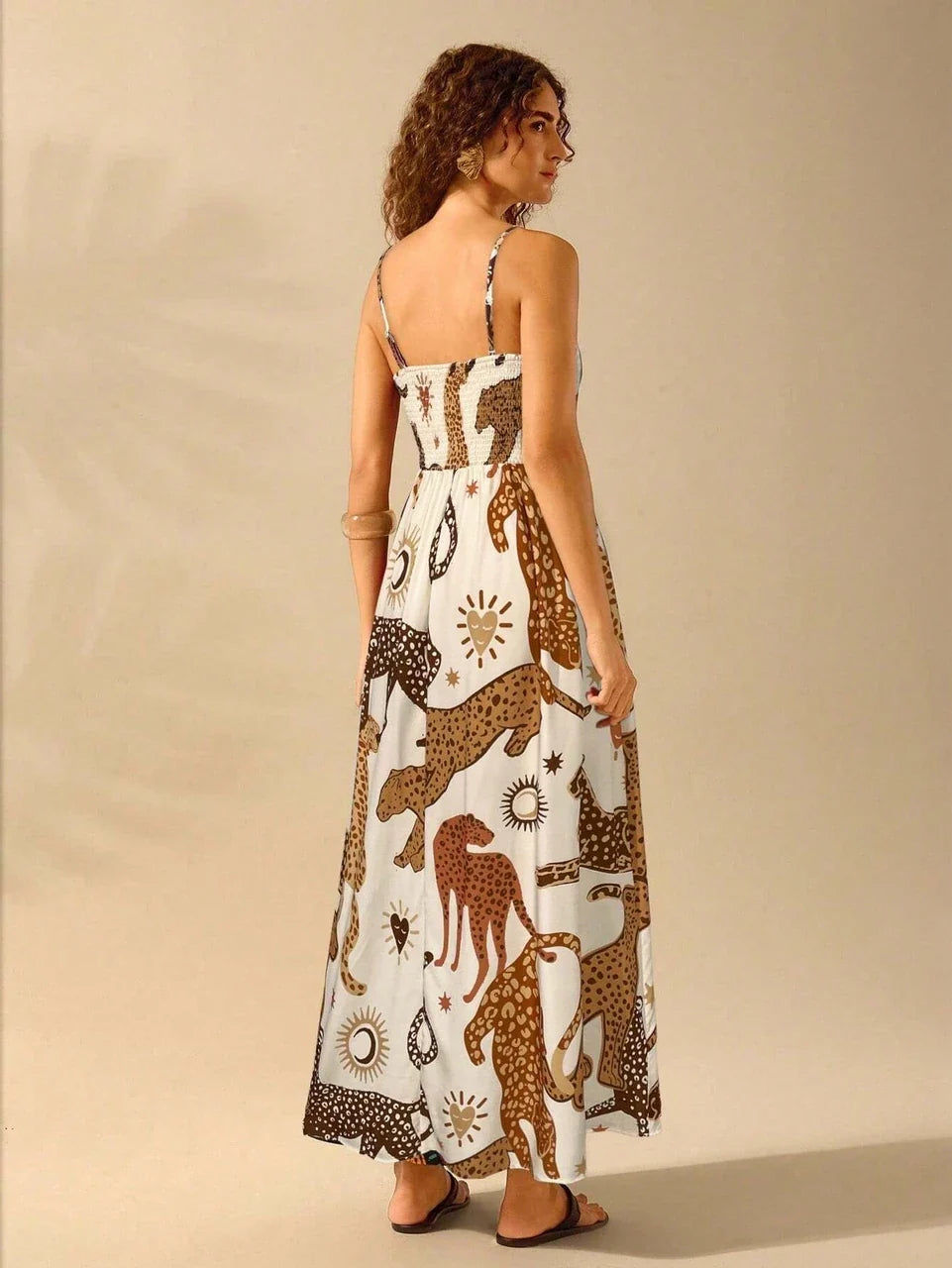 White Wilderness Fit & Flare Maxi Dress