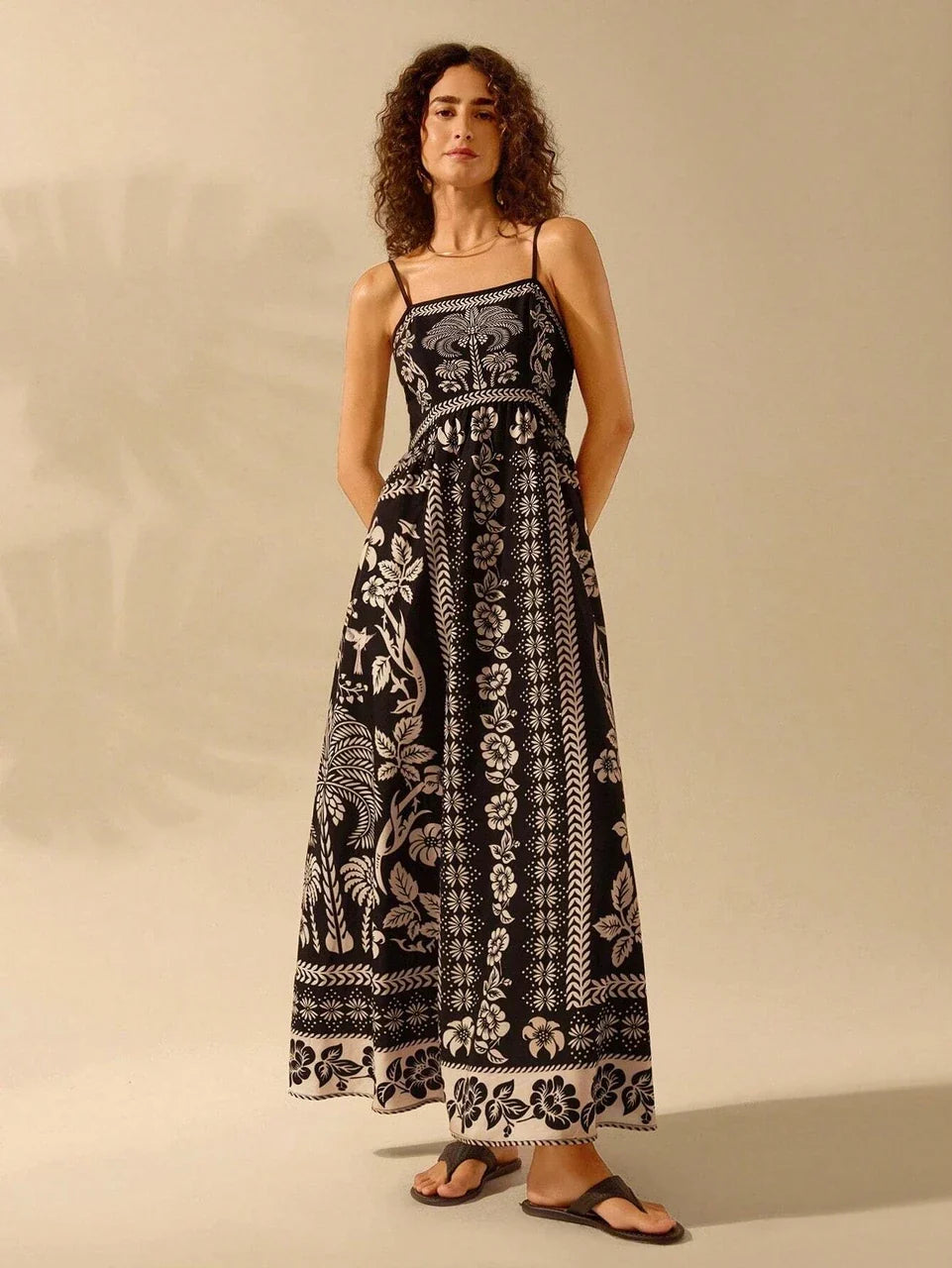 Black Blossom Floral Maxi Dress