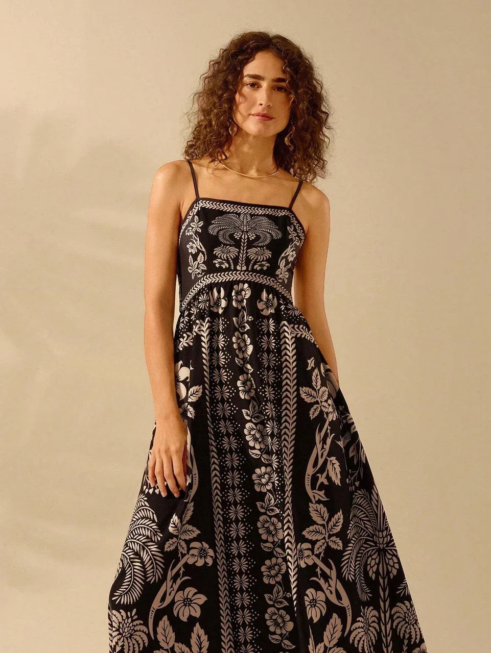 Black Blossom Floral Maxi Dress