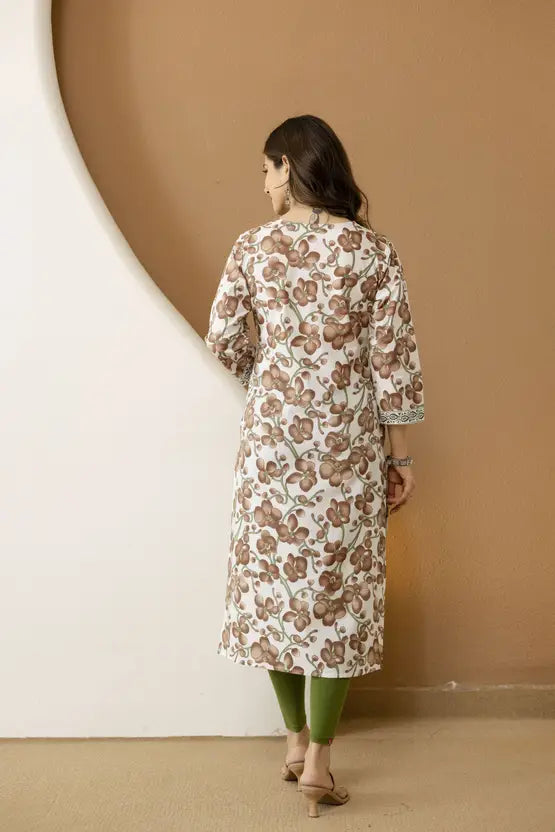 Timeless Brown Blossom Straight Kurta