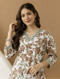 Timeless Brown Blossom Straight Kurta