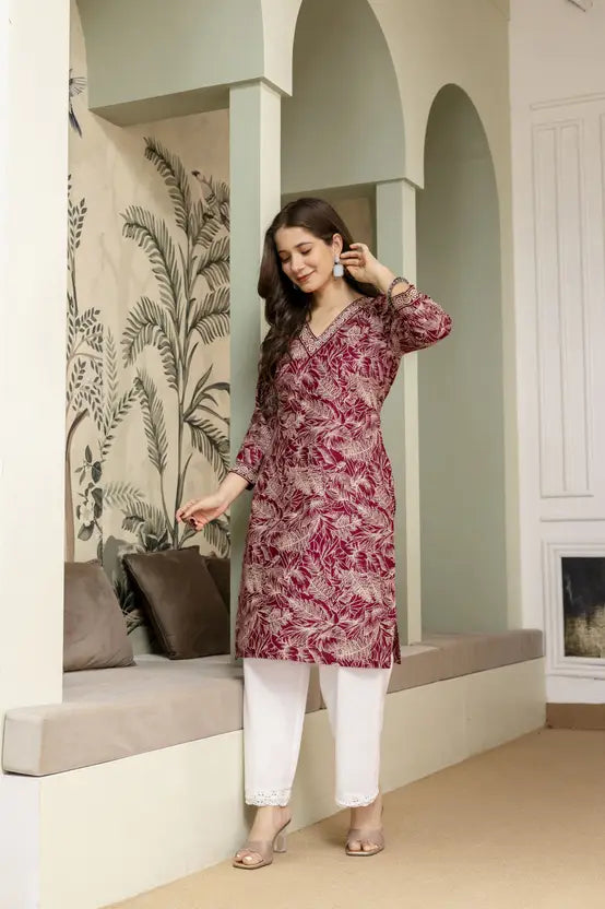Maroon Aura Printed Party Kurta
