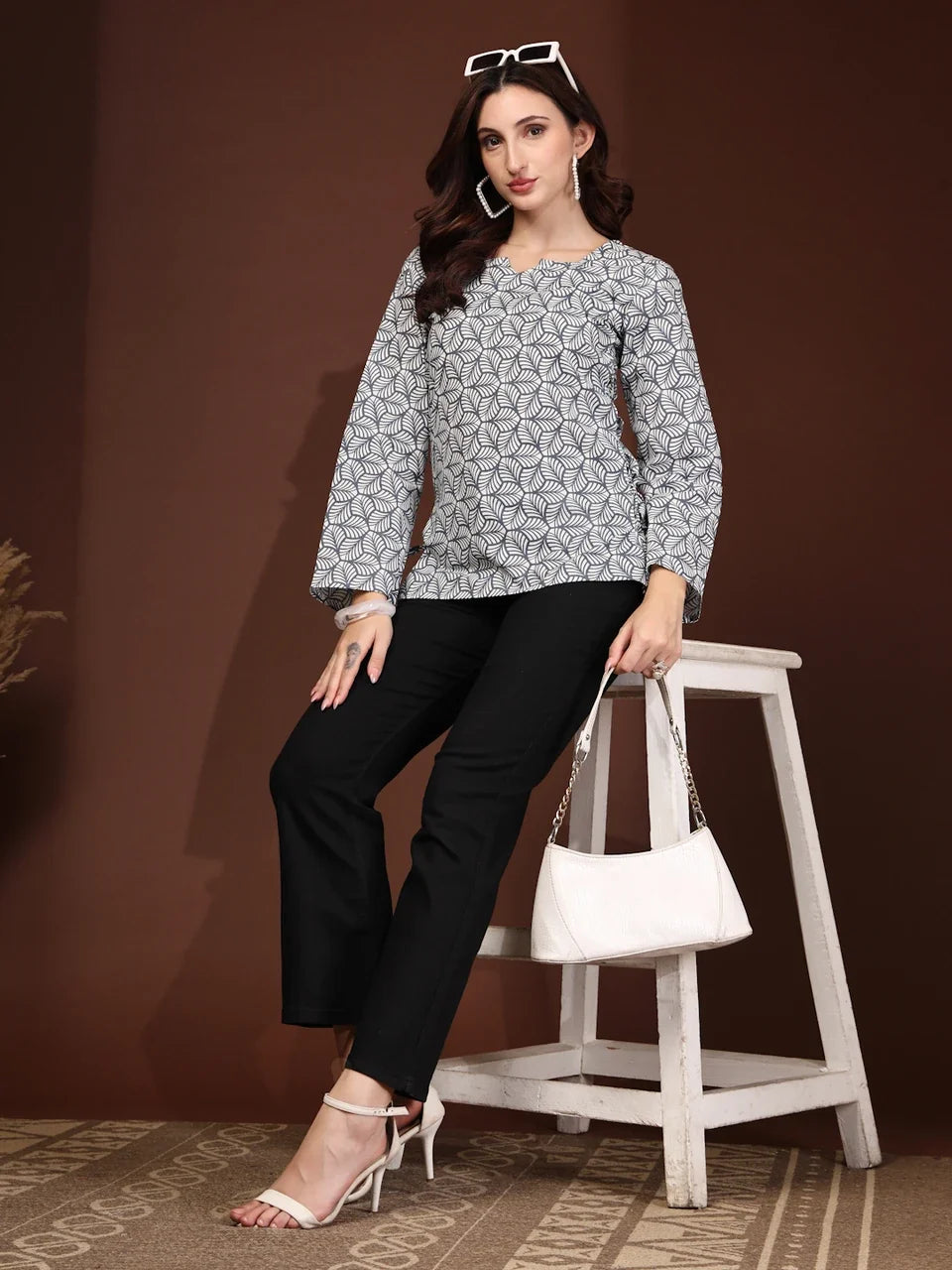 Grey Charm Geometric Print Tunic