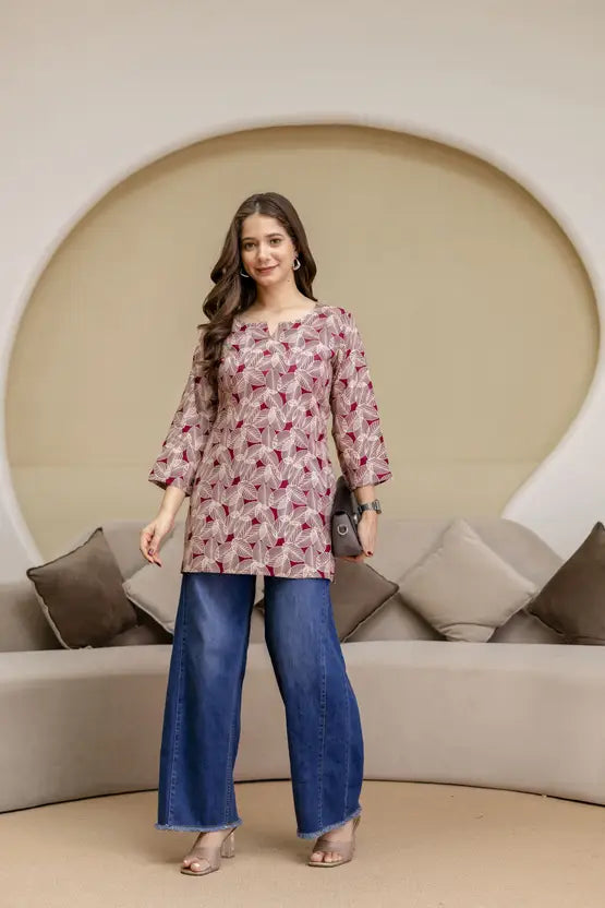 Geo Charm Maroon Short Kurta