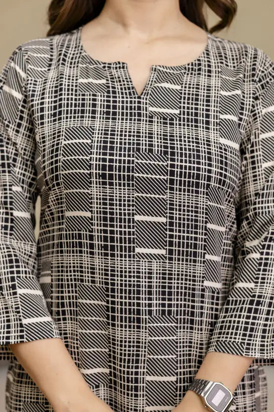 Classic Check Black Rayon Kurta