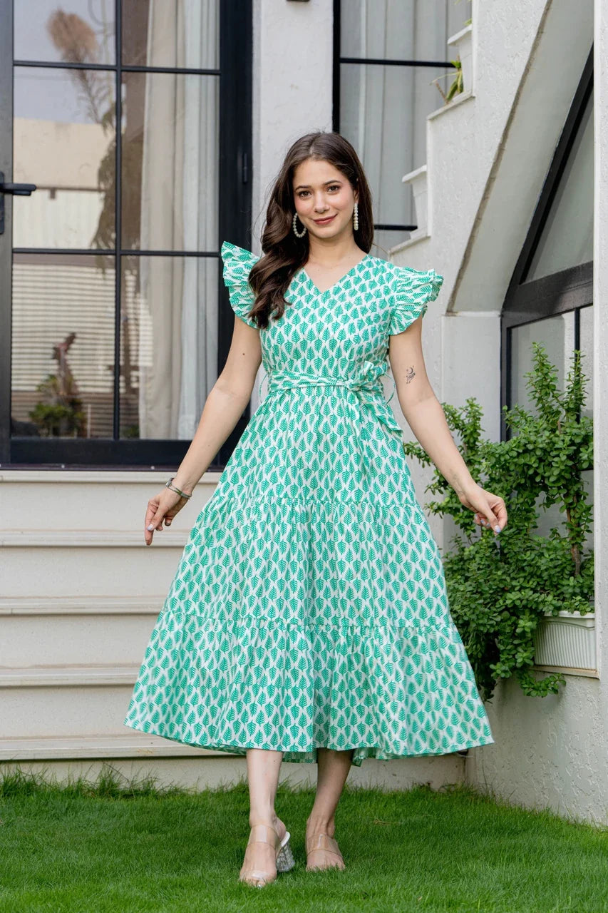 Emerald Charm Tiered Maxi Dress