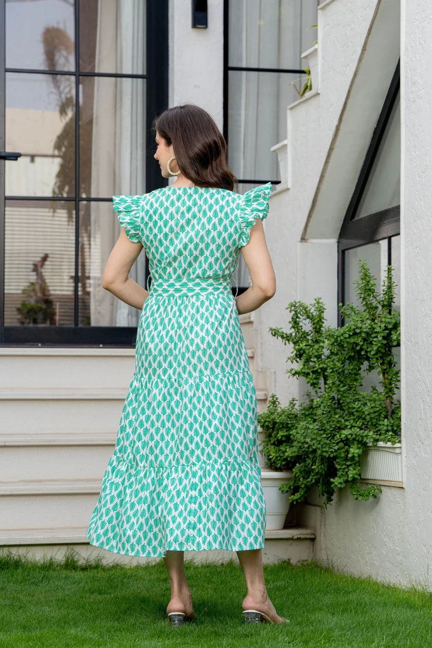 Emerald Charm Tiered Maxi Dress